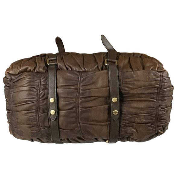 PRADA Nappa Gaufre Brown Leather Satchel Bag - Picture 8 of 16